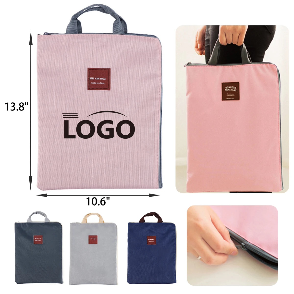 MOQ 50 PCS Lightweight Canvas Zipper Document Bag 1