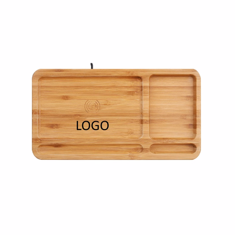 Bamboo tray storage tray wireless charger