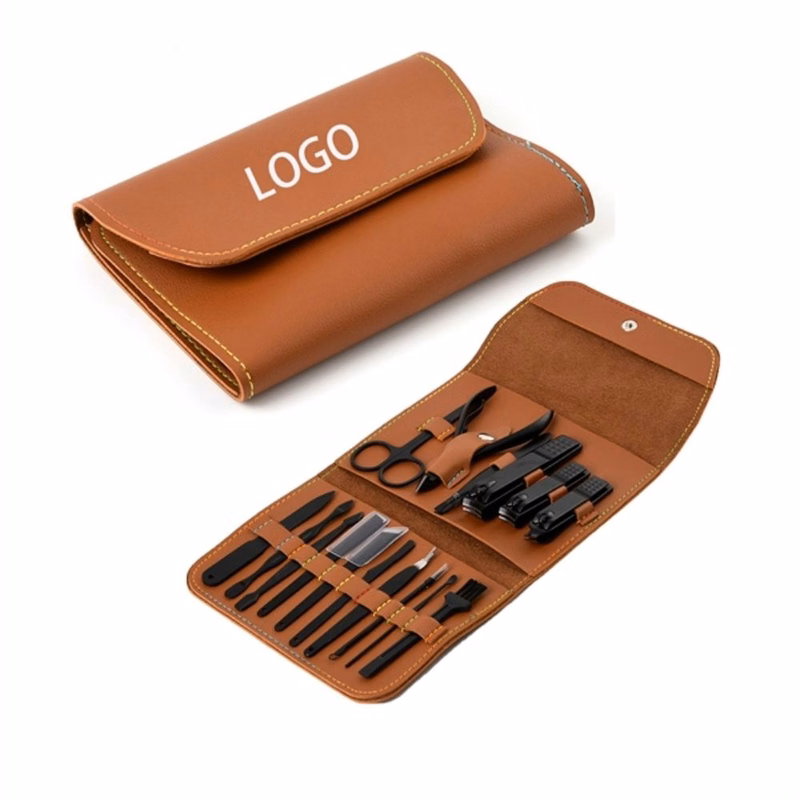 16 Piece Luxury PU Leather Manicure & Pedicure Nail Set