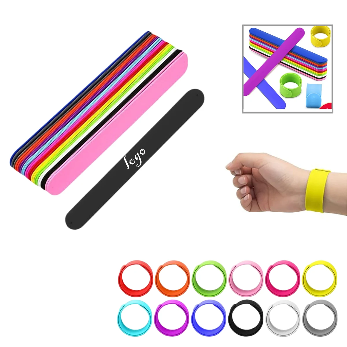 MOQ50 Custom Silicone Slap Bracelets 1