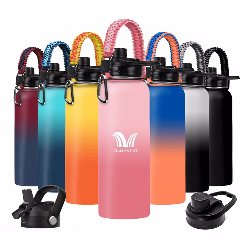 32 oz Stainless steel insulated cup with portable woven rope