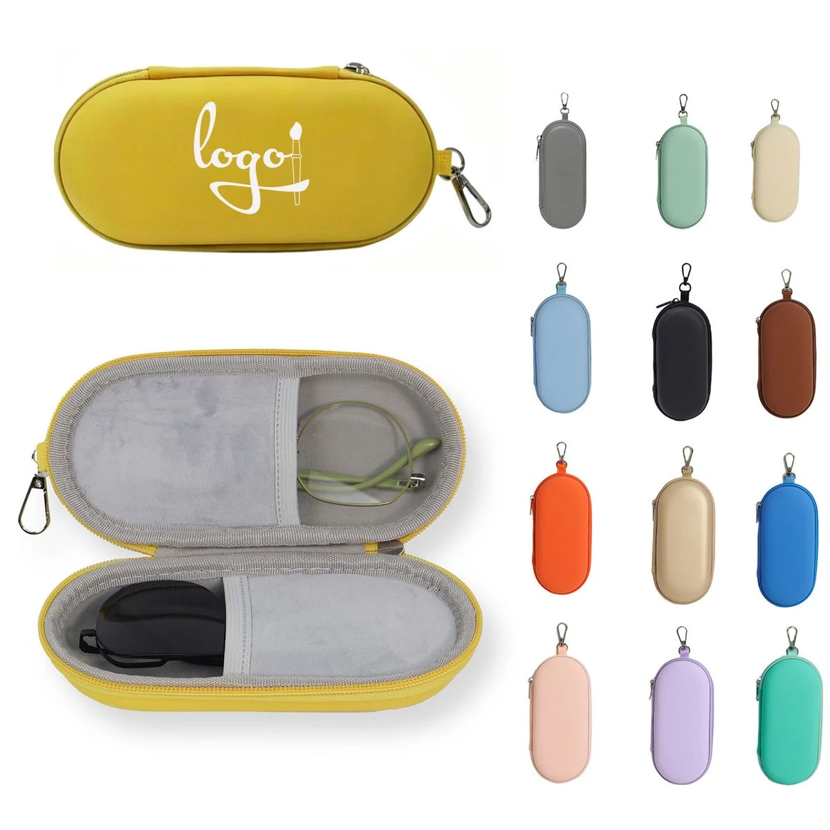 Double Eyeglasses Case With Clip Zipper 1
