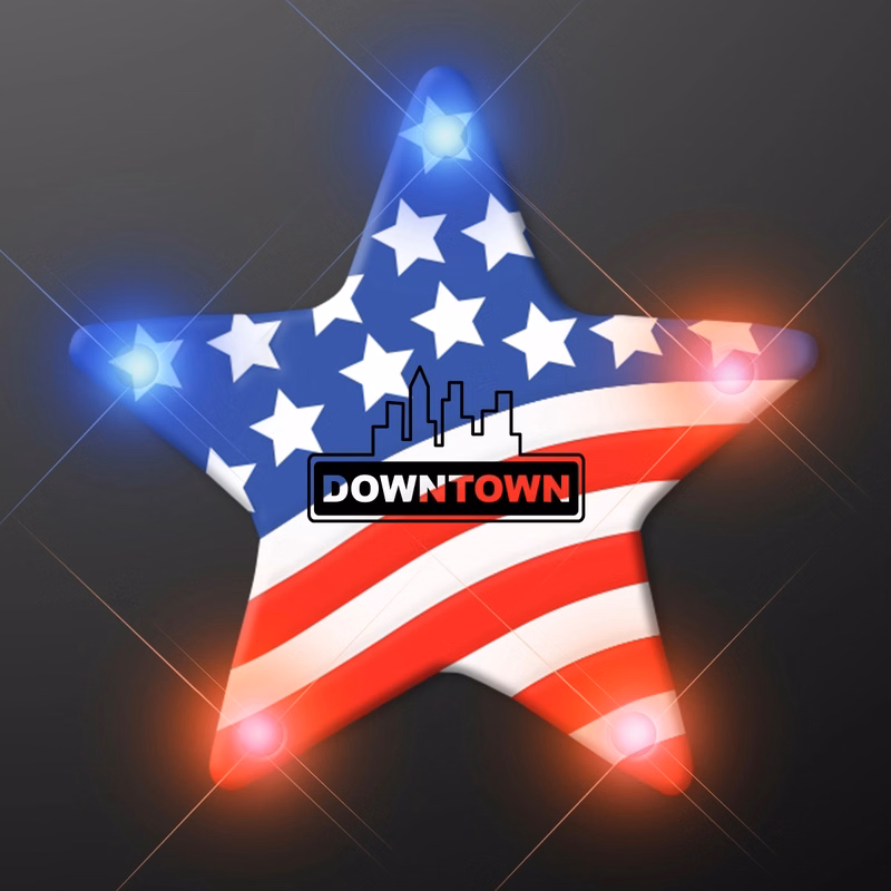 USA American Flag Star Flashing Pin