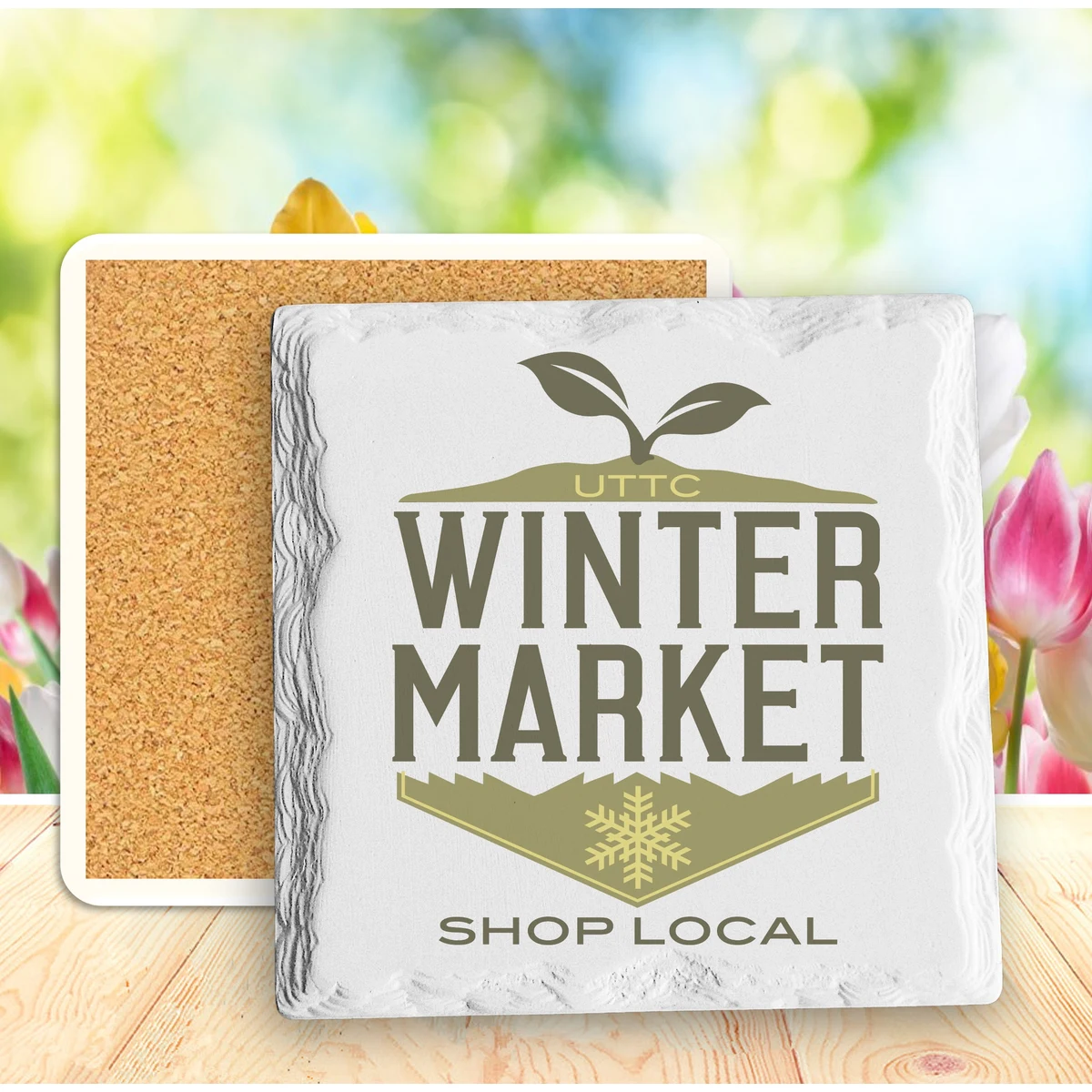 Square Layered Edge Absorbent Stone Coaster 1