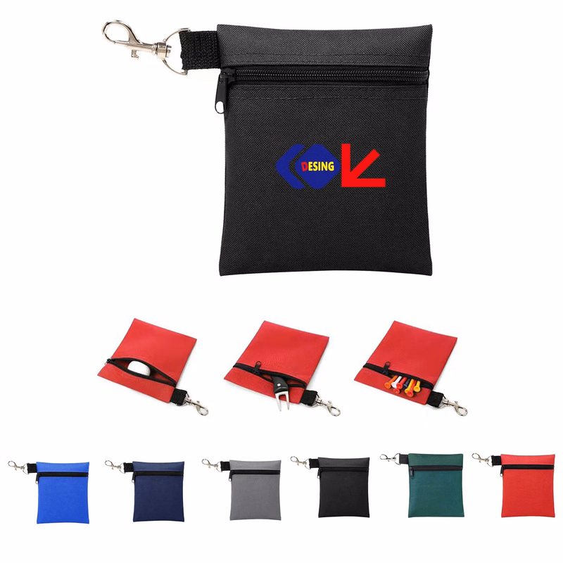 Zipper Golf Accessory Bag With Clip