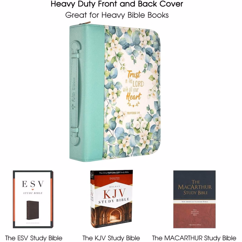 Heavy Duty Front And Back Bible Cover Case For Women With A Matched Bookmark