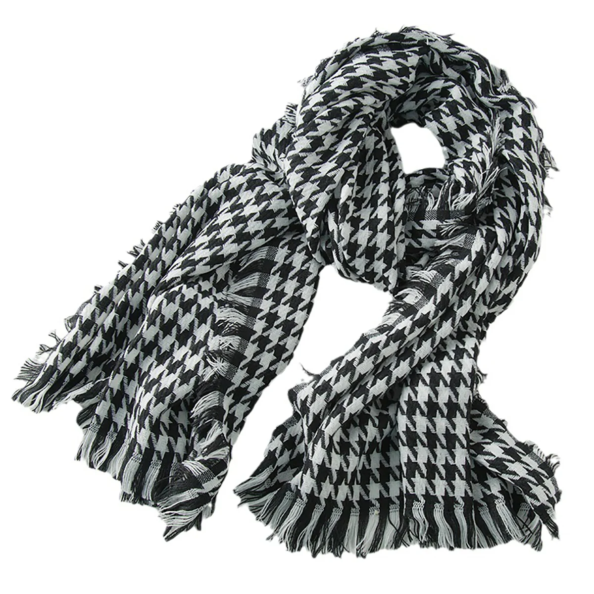 Plaid Scarf With Fringed Edges MOQ 50PCS 1