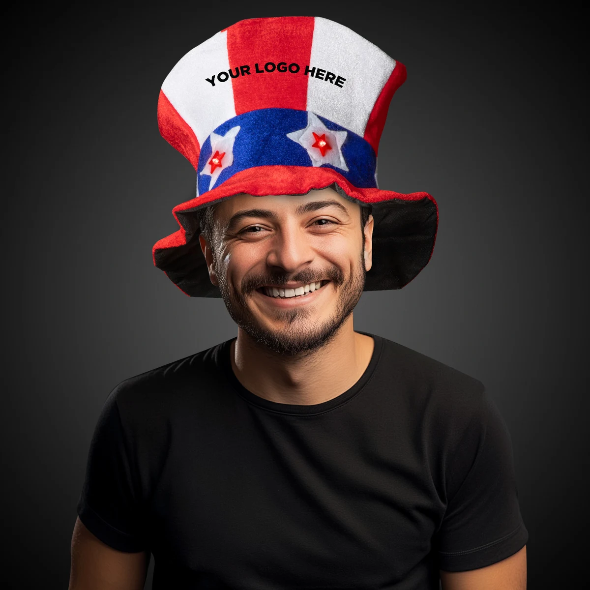 Flashing LED Uncle Sam Hat(Imprintable) 1