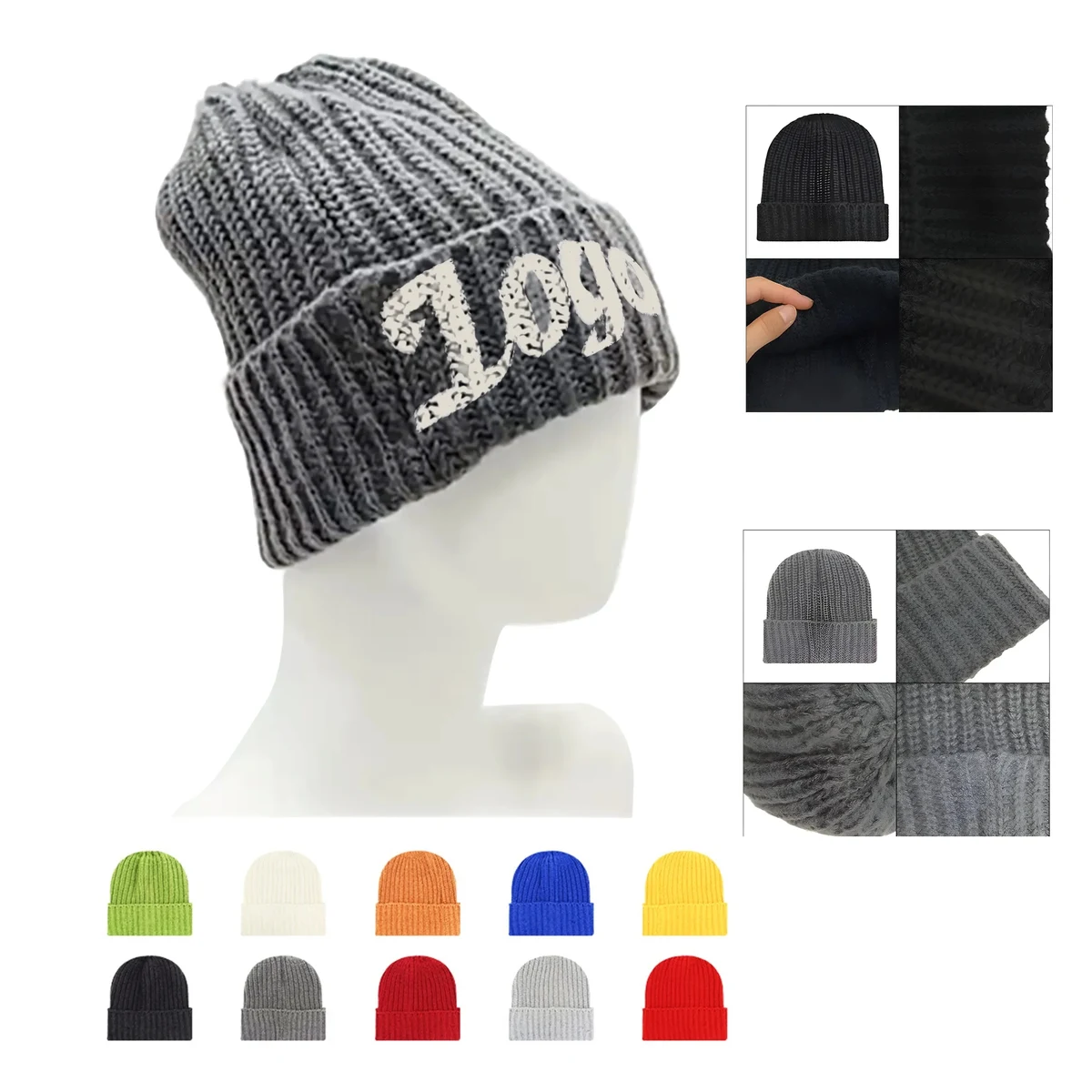 Thick Needle Stripe Knitted Hat 1