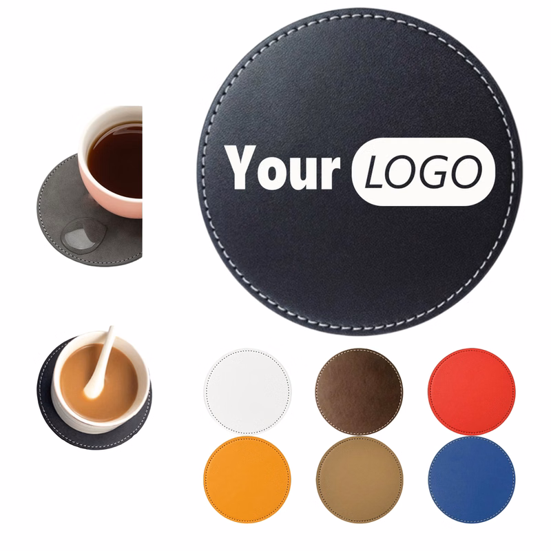 3.9 Inch PU Leather Heatproof Coaster