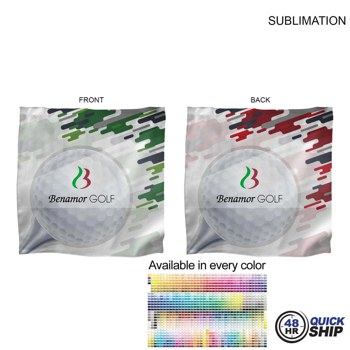 48Hr Quick Ship - Microfiber Dri-Lite Suede Shammy Cooling 2-Tone Towel, 15x15, Sublimated 2 sides. 1