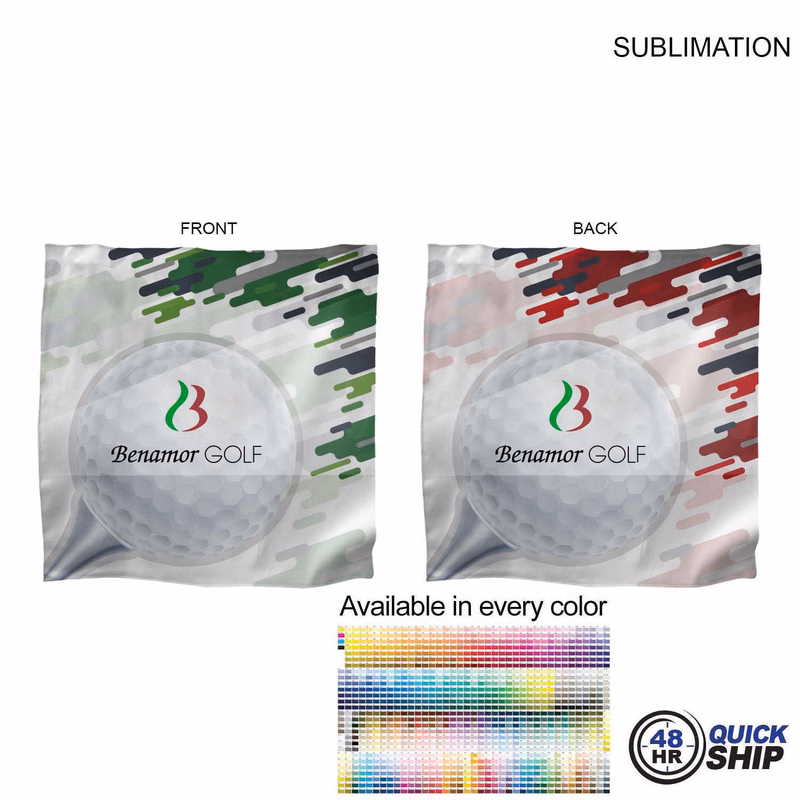 48Hr Quick Ship - Microfiber Dri-Lite Suede Shammy Cooling 2-Tone Towel, 15x15, Sublimated 2 sides.