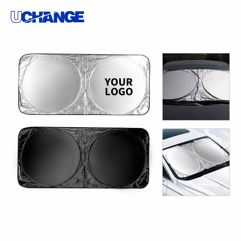 Collapsible Reflective Windshield Shade with Storage Pouch for Vehicle Use
