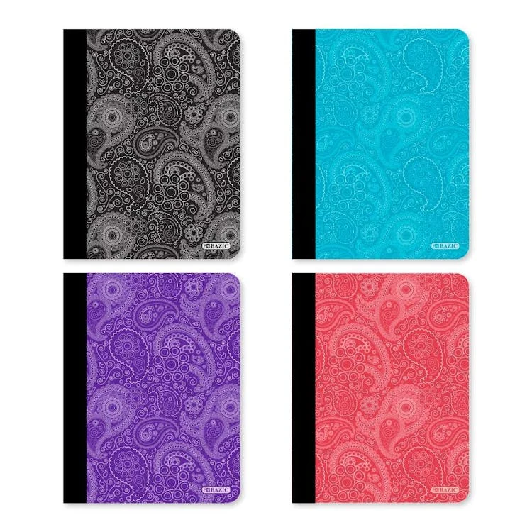 College Ruled Composition Books - 100 Sheets 4 Paisley Colors 1