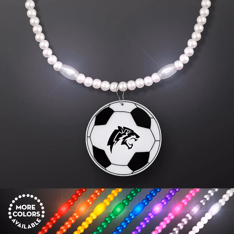 LED Bead Necklace with Soccer Ball Medallion