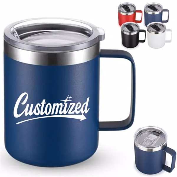 Custom 12 oz Stainless Steel Insulated Coffee Mug with Handle — Corporate Gift