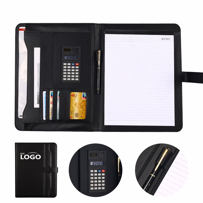 PU Leather Organizer Portfolio with Calculator and Notebook for Work