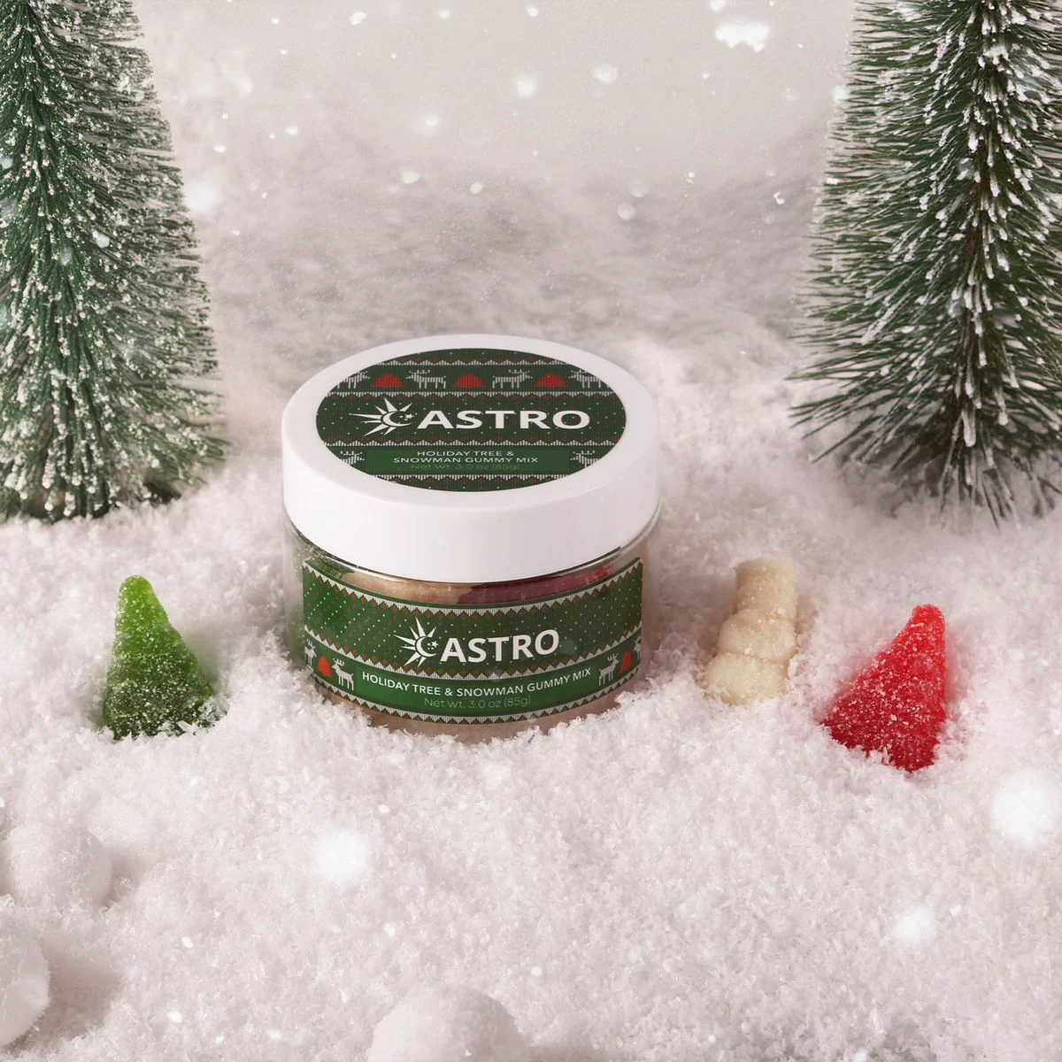 Holiday Tree And Snowman Gummy Mix: Small Jar 1
