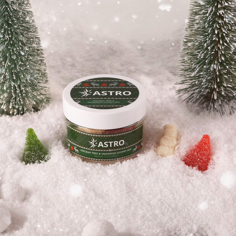 Holiday Tree And Snowman Gummy Mix: Small Jar