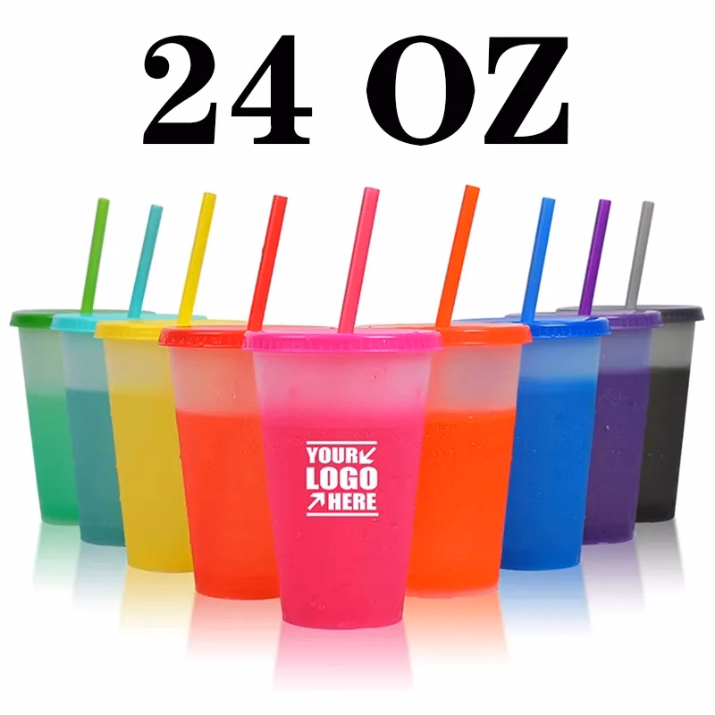 Custom 17oz 24 oz Reusable Color Changing Stadium Cup