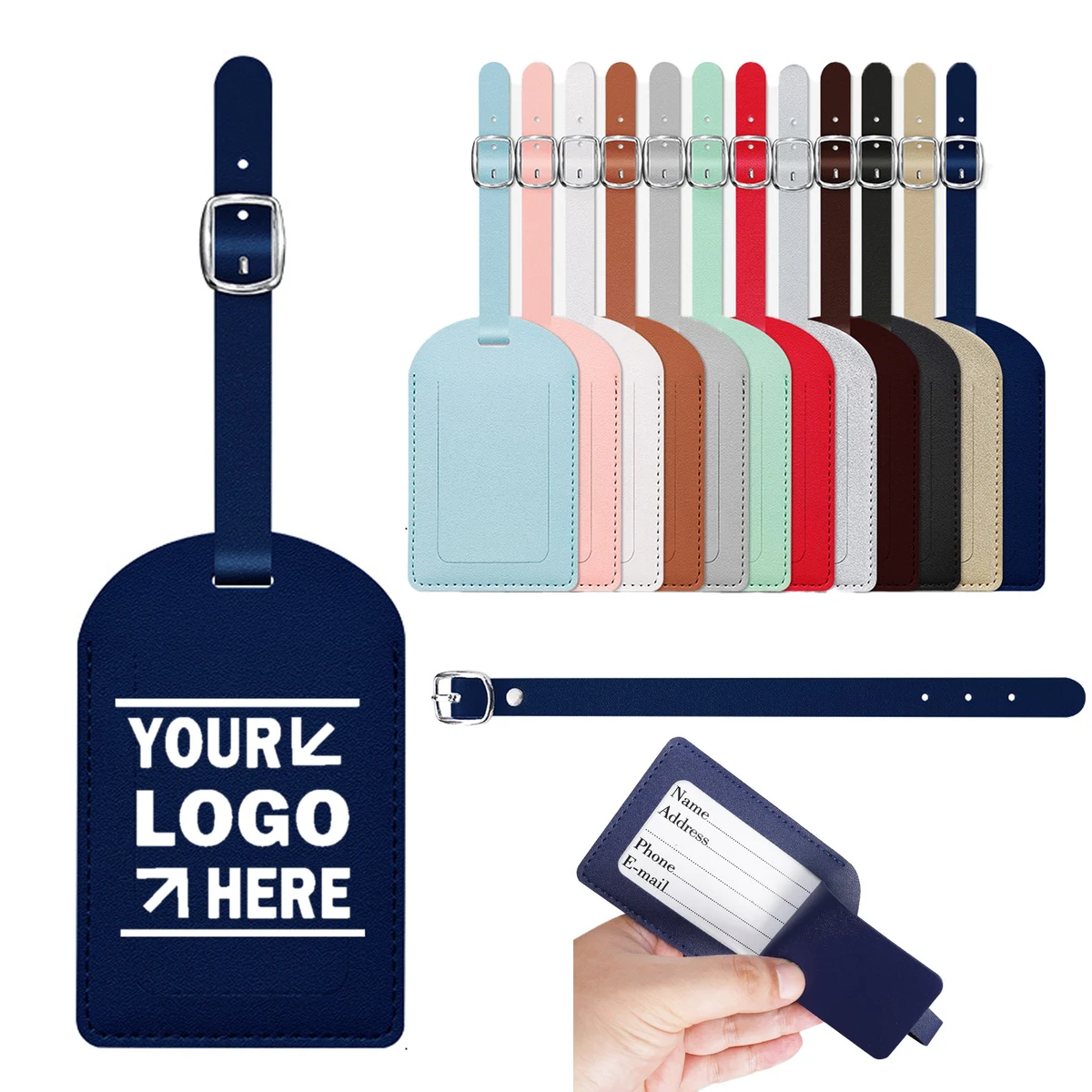 Custom PU Leather Privacy Luggage Tag 1