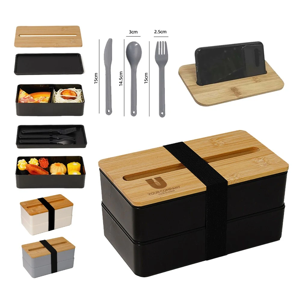 Bamboo Lid Bento Lunch Box With Utensils 1