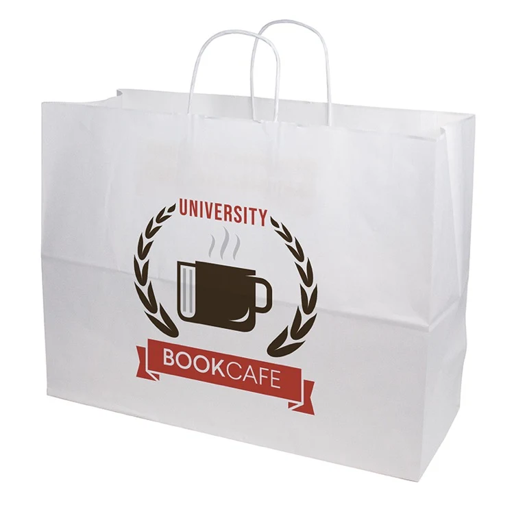Full Color 1-Sided White Paper Handled Shopper Bag (16" x 12" x 6") 1