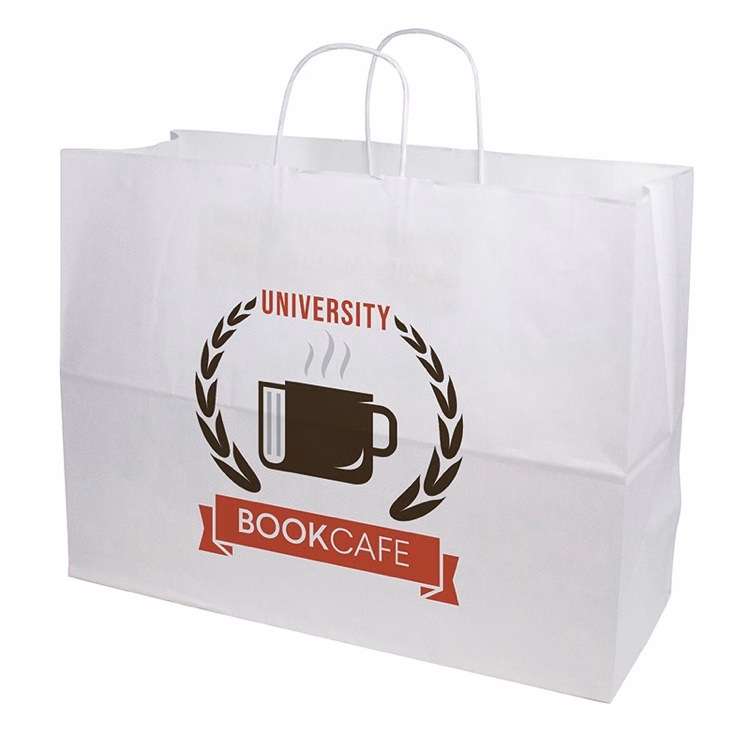 Full Color 1-Sided White Paper Handled Shopper Bag (16" x 12" x 6")