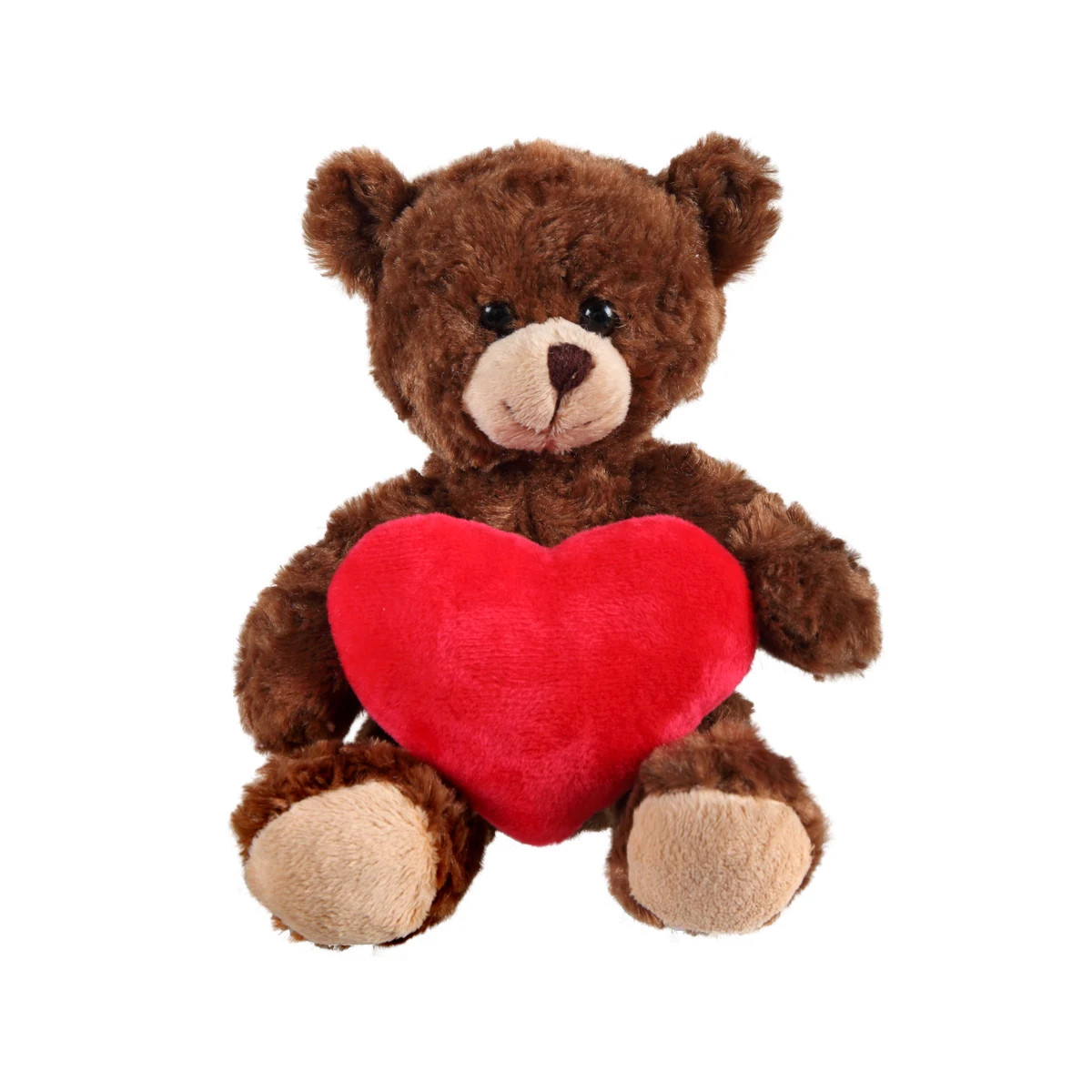 soft plush Chocolate Curly Sitting Bear with heart 1