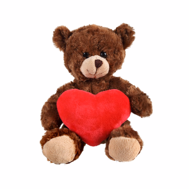 soft plush  Chocolate Curly Sitting Bear with heart