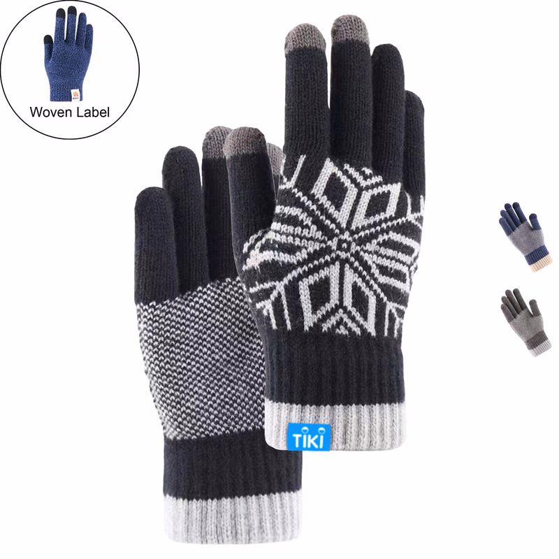 Cold Resistance Adult Male Gloves w/ 3 Finger Touch