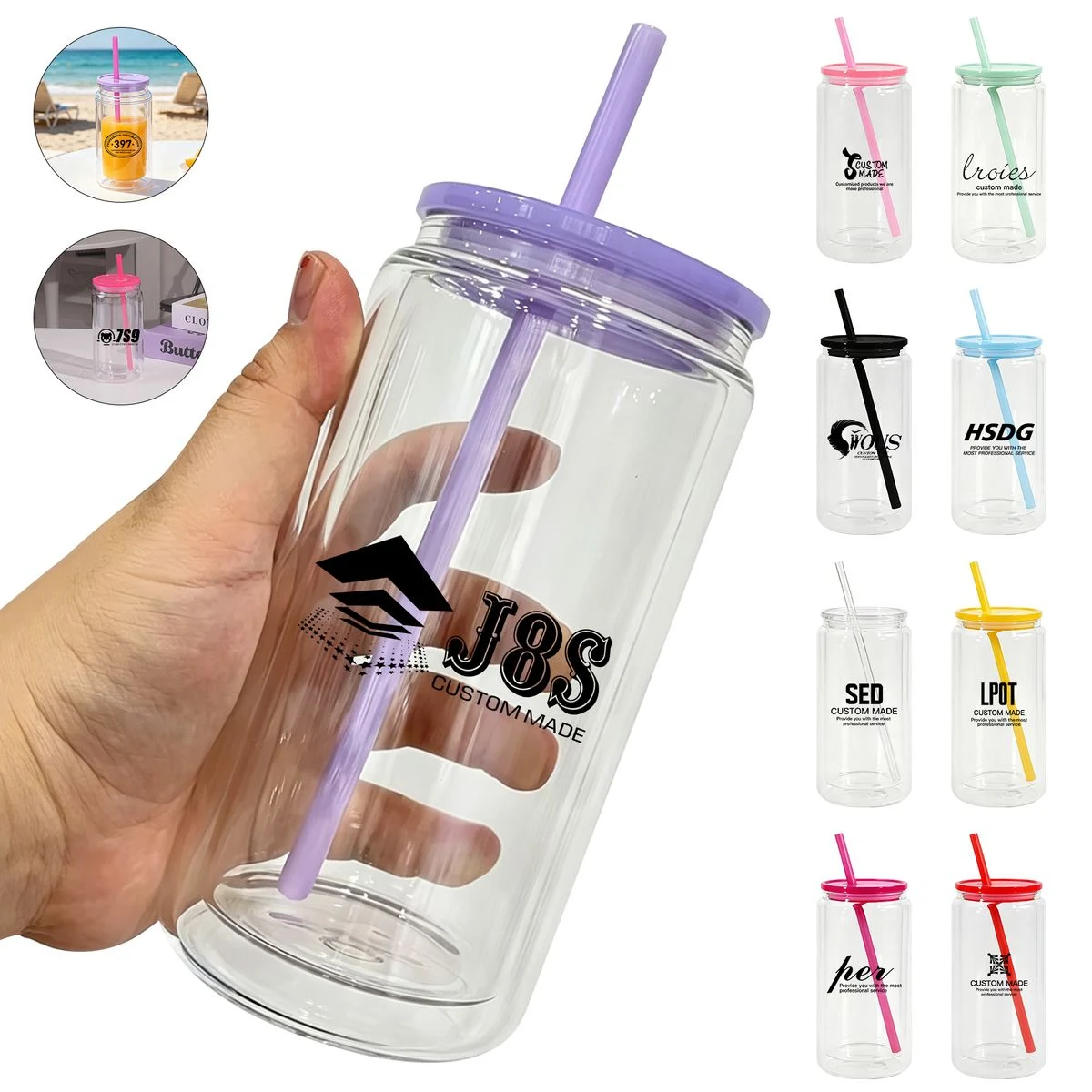 16oz Double Wall Plastic Mason Jar 1