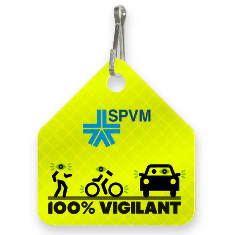 Ultra Reflective Yellow Bag Tag House shape 2" x 2.125", High resolution 4 colour process plus white 1