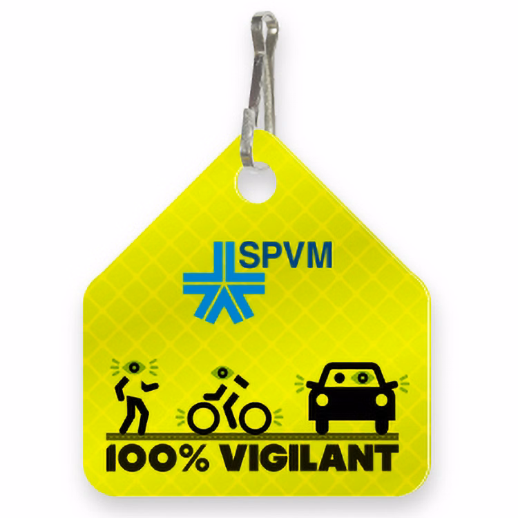 Ultra Reflective Yellow Bag Tag House shape 2" x 2.125", High resolution 4 colour process plus white