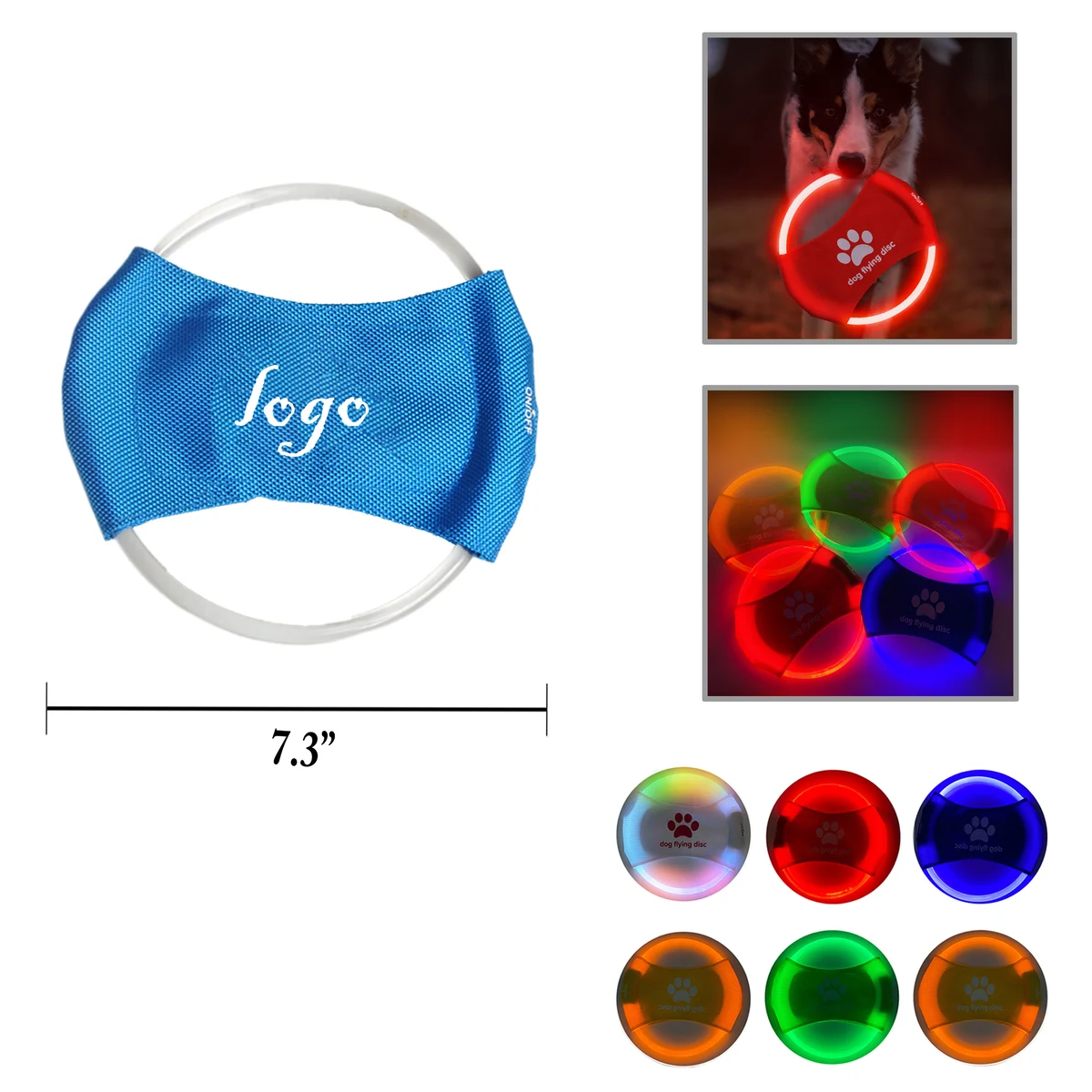 MOQ100 Rechargeable LED Glow Dog Disc for Night Play 1