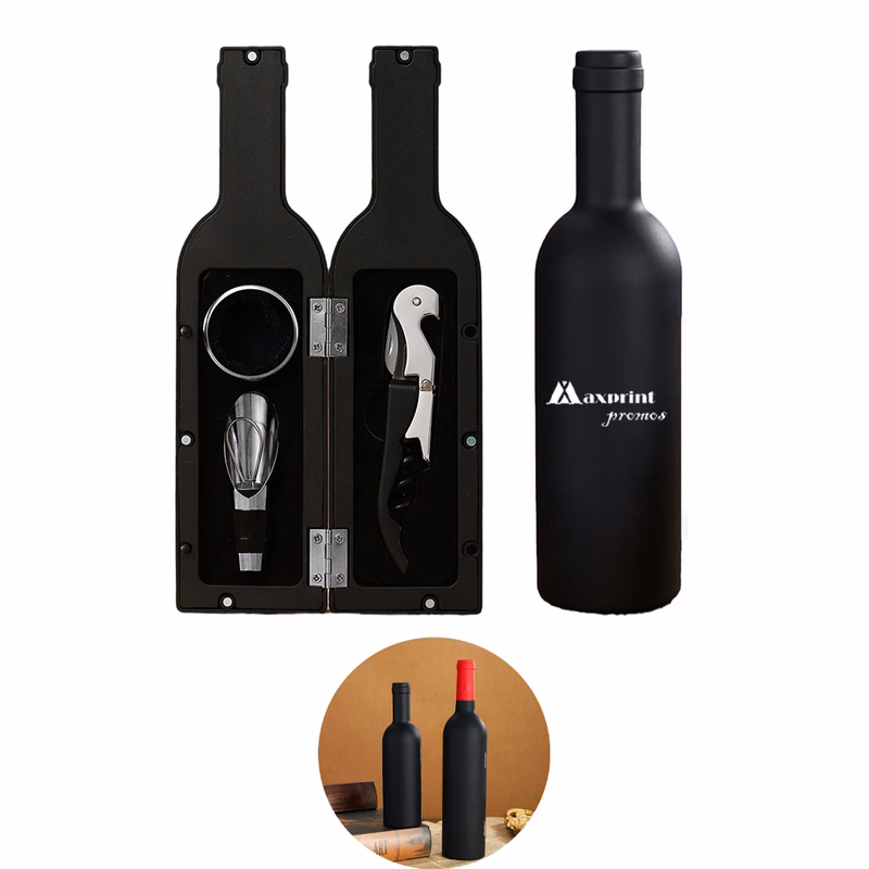 Premium Wine Accessories Set of 3 with Bottle Opener - Gift Item