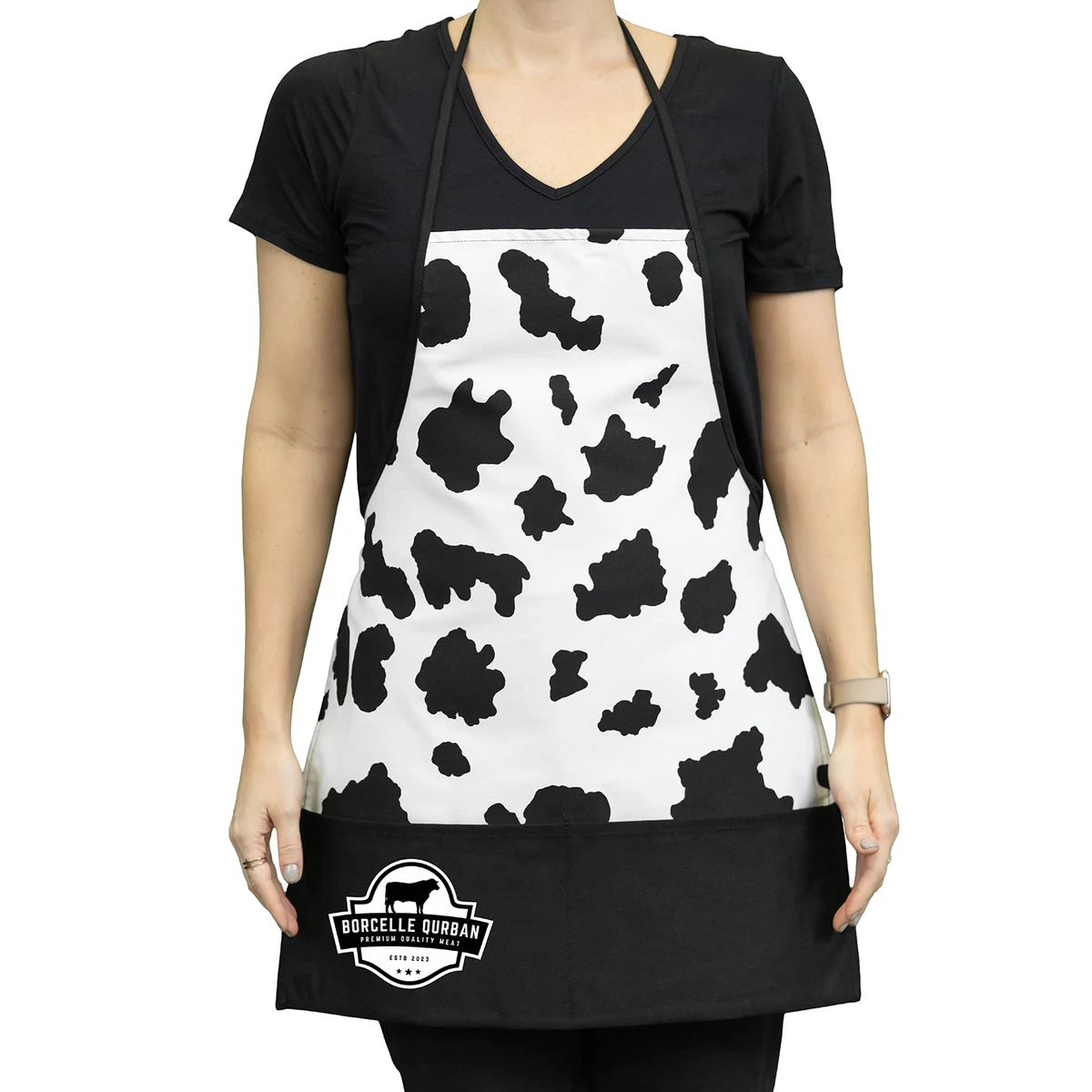 Pouch Pocket Cow print Apron 1