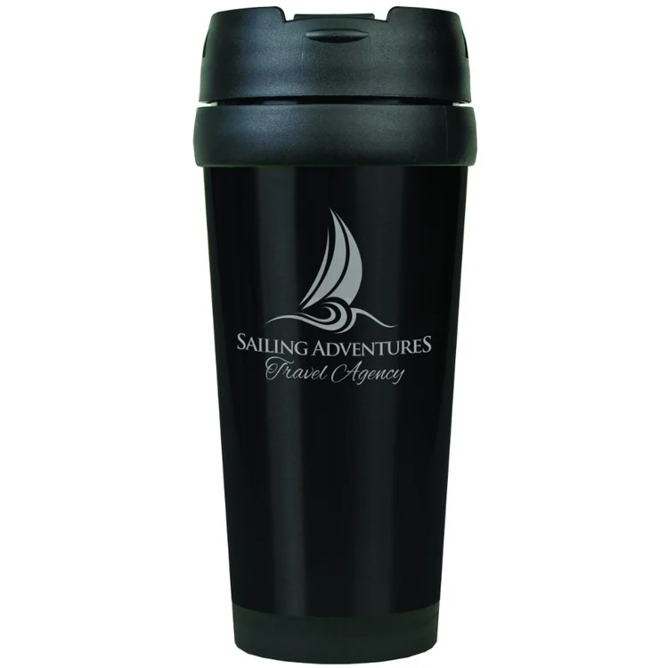 16 oz. Black Laser Engraved Stainless Steel Travel Mug 1
