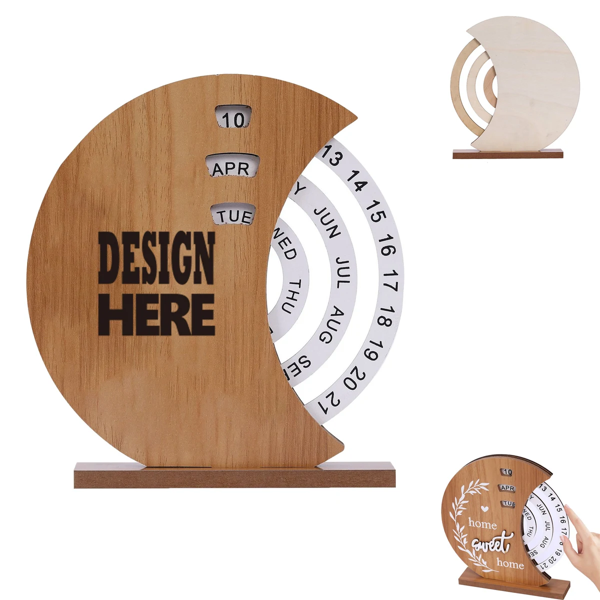 Home Office Wooden Calendar Tabletop Decor Piece 1
