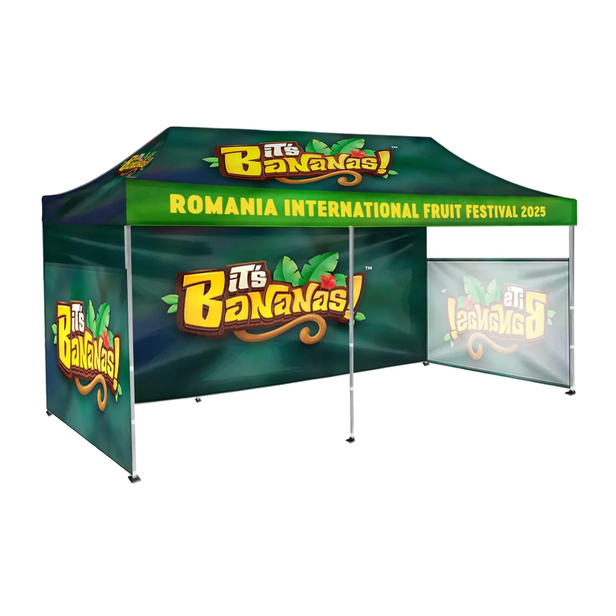 10'x20' Tent Canopy w frame, 2 Side half + 1 long full wall 1