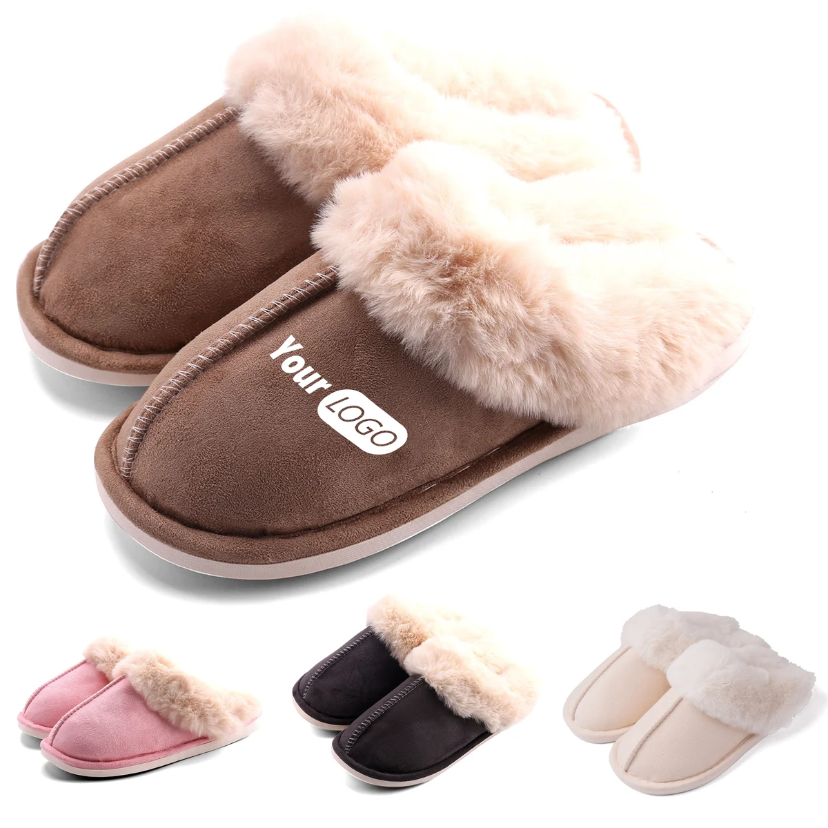 Super Soft Velvet Customizable Embroidered Plush Slippers 1