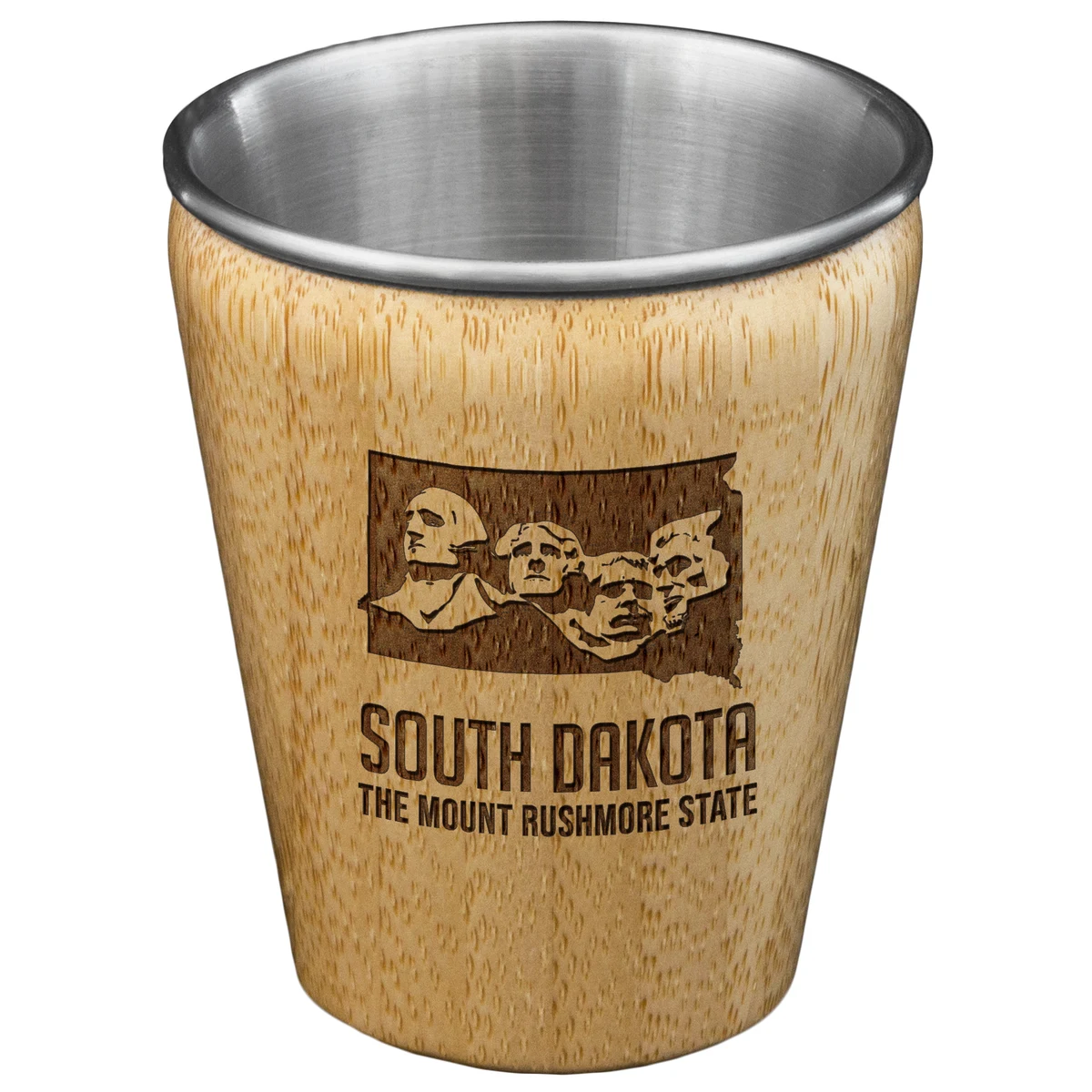 South Dakota State Bamboo and Stainless Steel Shot Glass 1
