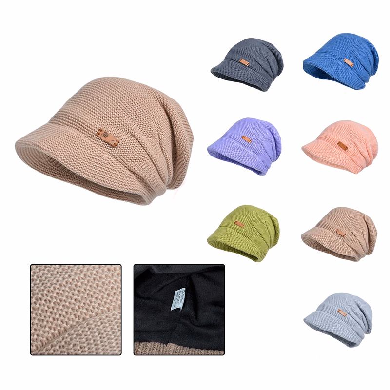 Knit Beanie Cap with Visor