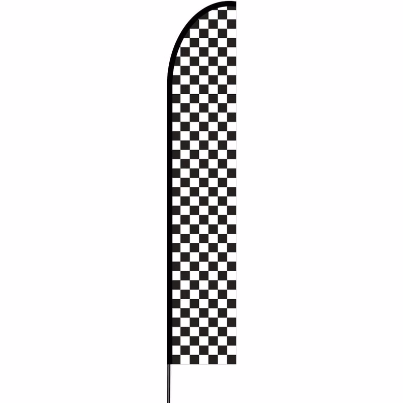 Checkered / Chequered (Black & White) Flag Kit 15' Feet Feather Flag Sign Outdoor Banner