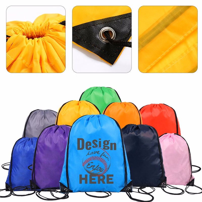 210D Polyester Backpack Drawstring Bags Cinch Sack