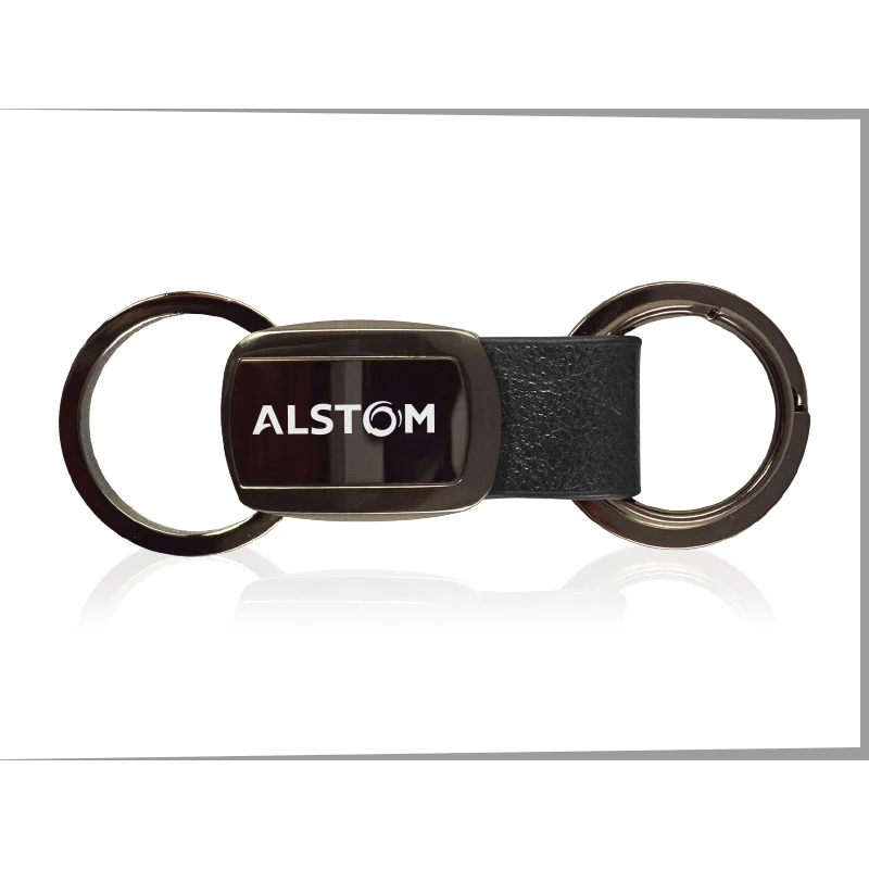 Onyx Leather Curve Key Tag 1