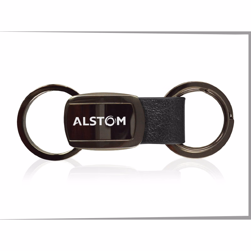Onyx Leather Curve Key Tag