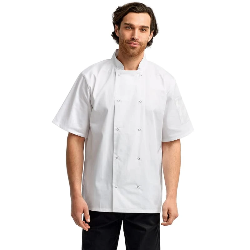 Artisan Collection By Reprime Unisex Studded Front Short-Sleeve Chef's Jacket 1