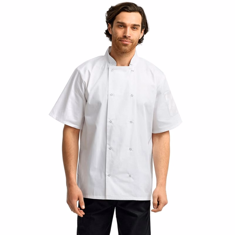 Artisan Collection By Reprime Unisex Studded Front Short-Sleeve Chef's Jacket