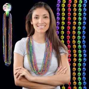 33" Rainbow (7mm) Segmented Mardi Gras Bead Necklace 1